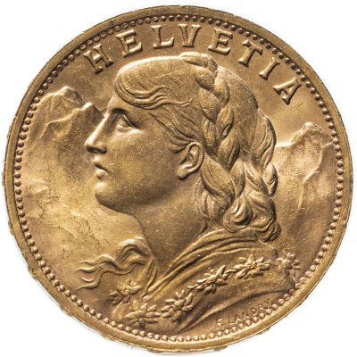 купить Швейцария 20 франков (francs) 1935 Отметка "L" слева от года