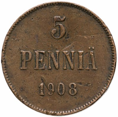 купить 5 пенни (pennia) 1908 Финляндия