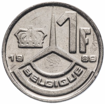 купить Бельгия 1 франк (franc) 1989-1993 надпись на французском - 'BELGIQUE', случайная дата