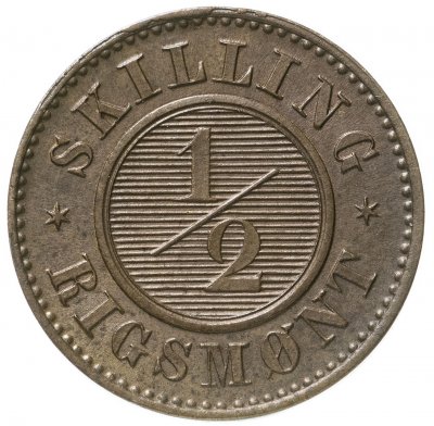 купить Дания 1/2 скиллинга (skilling) 1857