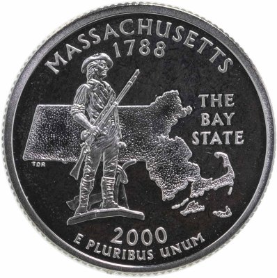 купить США 25 центов (квотер, 1/4 доллара, quarter dollar) 2000 "Квотер штата Массачусетс"