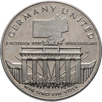 купить Маршалловы Острова 5 долларов (dollars) 1990 "Объединение Германии"