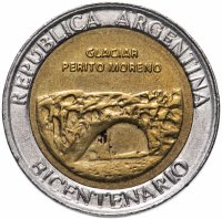 Купить Аргентина 1 песо (peso) 2010 "200 лет Аргентине - ледник Перито-Морено"