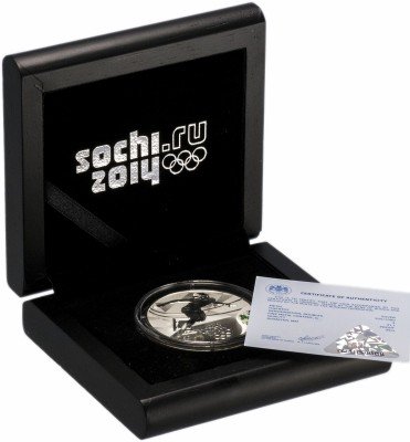 купить 3 рубля 2014 СПМД Proof "XXII Зимняя Олимпиада в Сочи - Шорт-трек", с сертификатом