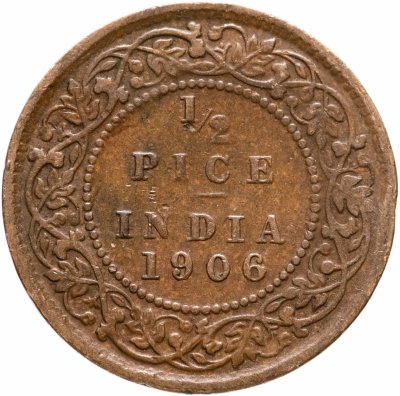 купить Индия (Британская) 1/2 пайса (pise) 1906 Бронза