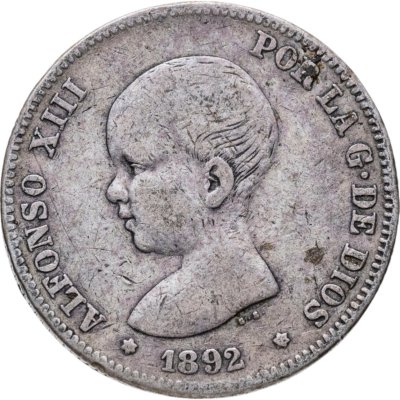 купить Испания 2 песеты (pesetas) 1892