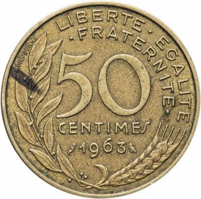 купить Франция 50 сантимов (centimes) 1963