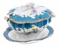 купить Соусник с цветочным декором, фарфор, деколь, подрисовка, фабрика М.С.Кузнецова, Российская Империя, 1890-1913 гг.