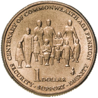 купить Австралия 1 доллар 2009 "100 лет Пенсионному фонду"