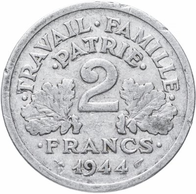 купить 2 франка (francs) 1944 "B"