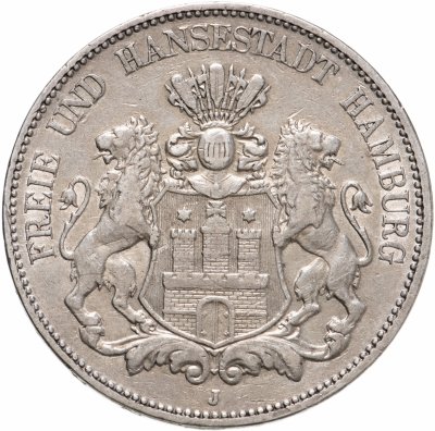 купить Германская Империя, Гамбург 5 марок (mark) 1902 J
