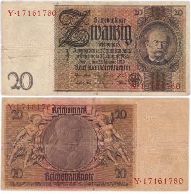 купить Германия 20 рейхсмарок 1933 (Pick 181)