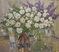 Купить Картина «Букет. Чайные розы», холст, масло, художник Лариса Боева, Россия, 2020 г.