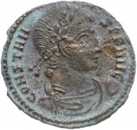 купить Римская Империя, Констант, 333–350 гг, Нуммий (реверс: два воина стоят лицом друг к другу, между ними один штандарт с христограммой)