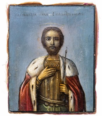 купить Икона "Святой благоверный князь Александр Невский", дерево, роспись, Российская Империя, 1880-1917 гг.