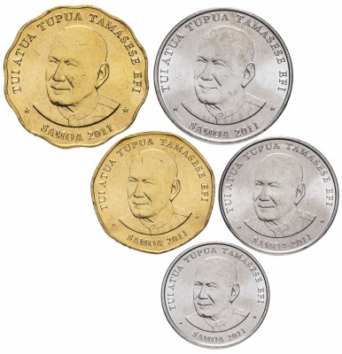 купить Самоа набор монет 10, 20, 50 сен, 1 и 2 тала 2011 (5штук)