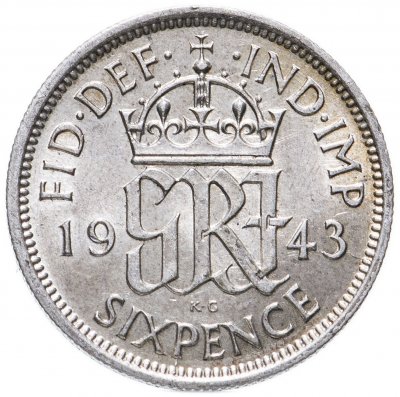 купить Великобритания 6 пенсов (pence) 1943