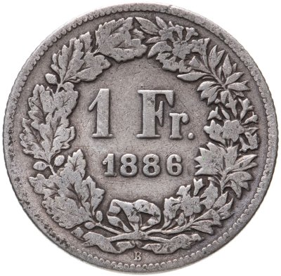 купить Швейцария 1 франк (franc) 1886