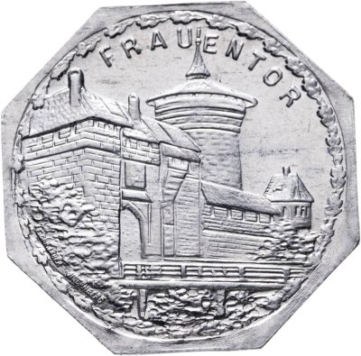 купить Германия, Нюрнберг (нотгельды) 20 пфеннигов 1919 "Женские ворота" Трамвайный жетон
