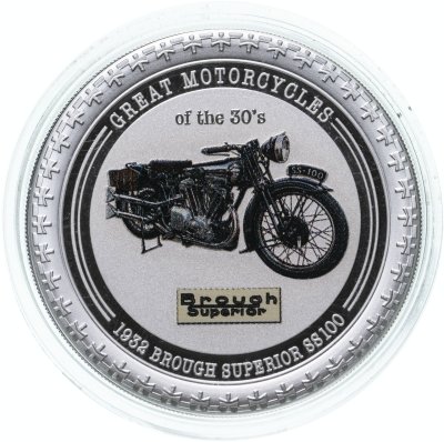 купить Острова Кука 2 доллара 2007 "Великие мотоциклы 1930-х - Brough Superior SS100" 1oz (унция)