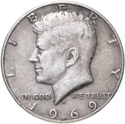купить США 50 центов (1/2 доллара, half dollar) 1969 D Kennedy Half Dollar (Кеннеди)