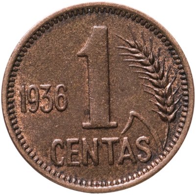 купить Литва 1 цент (centas) 1936