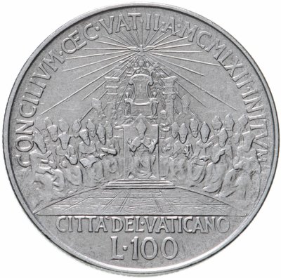 купить Ватикан 100 лир (lire) 1962 "Второй Вселенский собор"