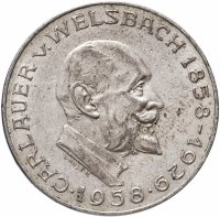 купить Австрия 25 шиллингов (shillings) 1958 "100 лет со дня рождения Карла Ауэра фон Вельсбаха"