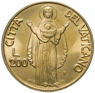 купить Ватикан 200 лир (lire) 1990 Пресвятая Дева