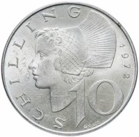 Купить Австрия 10 шиллингов (shillings) 1972
