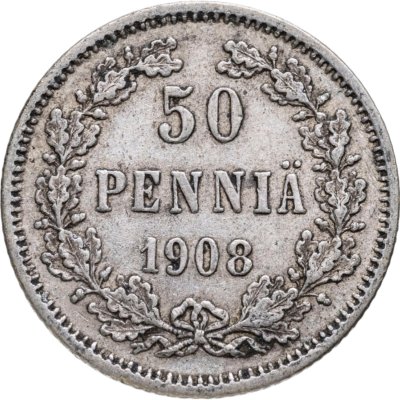 купить 50 пенни (pennia) 1908 L Российская Финляндия