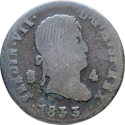 купить Испания 4 мараведи (maravedis) 1833 Фердинанд VII