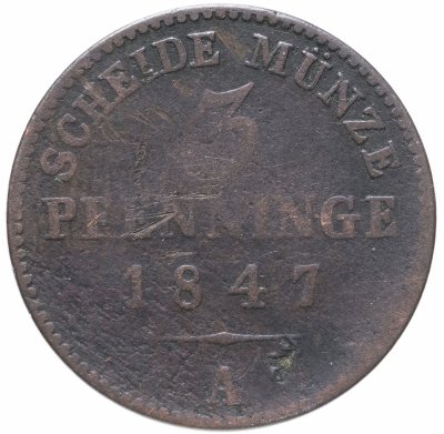купить Пруссия 3 пфеннига (pfenninge) 1847