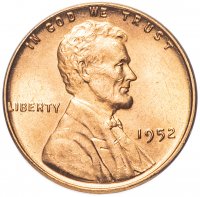 Купить США 1 цент 1952 без обозначения монетного двора