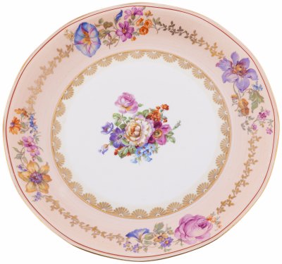 купить Блюдо декорированное цветами, фарфор, деколь, золочение, Limoges, Франция, 1950-1980 гг.