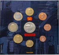 купить Бельгия 2003 официальный набор евро из 8 монет и жетона в буклете "Телевидение"