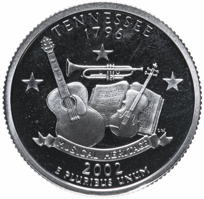 купить США 25 центов (квотер, 1/4 доллара, quarter dollar) 2002 S Proof Теннесси серебро США