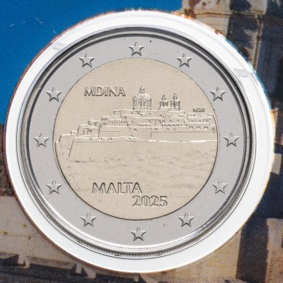 купить Мальта 2 евро 2025 Мальтийские стены - Мдина, в буклете