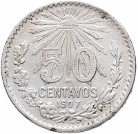 Купить Мексика 50 центаво 1907 год