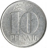 Купить Восточная Германия (ГДР) 10 пфеннигов 1967