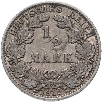 купить Германия 1/2 марки (mark) 1912 A знак монетного двора: "A" - Берлин