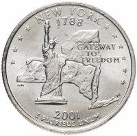 купить США 1/4 доллара (квотер, 25 центов) 2001 D "Штат Нью Йорк"