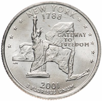 купить США 1/4 доллара (квотер, 25 центов) 2001 D "Штат Нью Йорк"