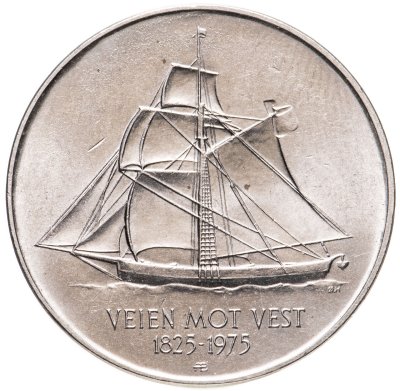 купить Норвегия 5 крон (kroner) 1975 "150 лет иммиграции в Америку"