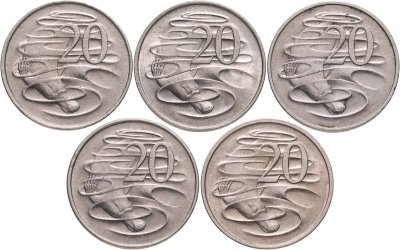 купить Австралия набор из 5 монет 20 центов (cents) 1966-1982