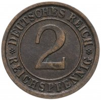 купить Германия 2 рейхспфеннига 1924-1936 D