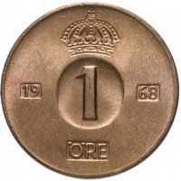 Купить Швеция 1 эре (ore) 1968