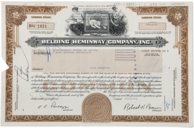 купить Акция США BELDING HEMINWAY COMPANY, INC. 1988 г.
