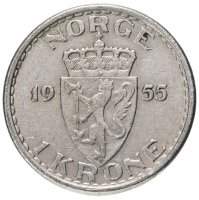 купить Норвегия 1 крона (krone) 1951-1957, случайная дата