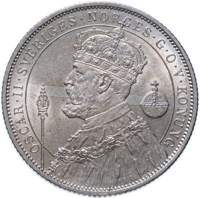 купить Швеция 2 кроны (kronor) 1897 "25 лет вступлению на престол Короля Оскара II (серебряный юбилей)"